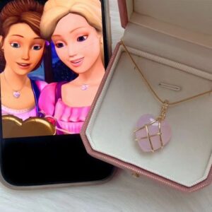 Gold Pink Opal / Stainless steel chain