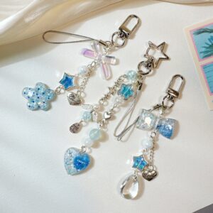Wholesale Blue Sparkling Pink Love Flower Bow Keychain