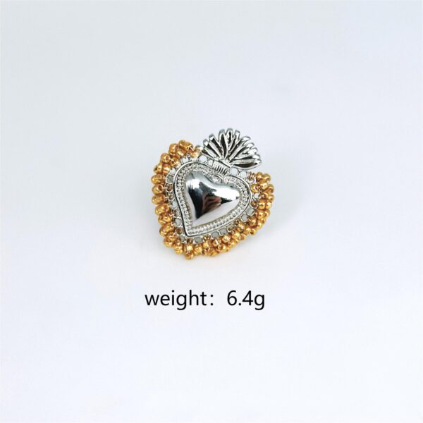 Wholesale Love Gold and Silver Sacred Heart Ring