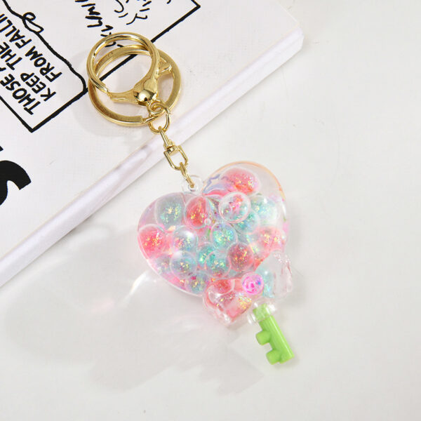 Wholesale Cartoon Oil Flow Sand Bottle Acrylic Keychain Car Keychain