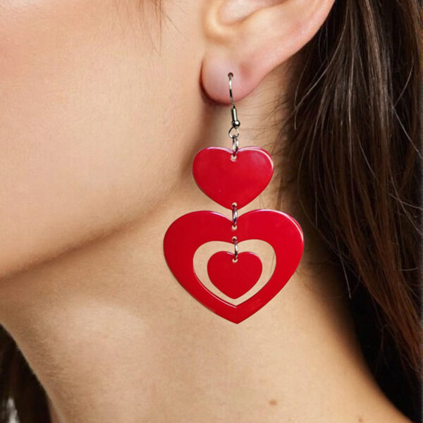 Wholesale Valentine's Day Rose Red Heart Acrylic Earrings