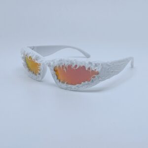 White frame red mercury
