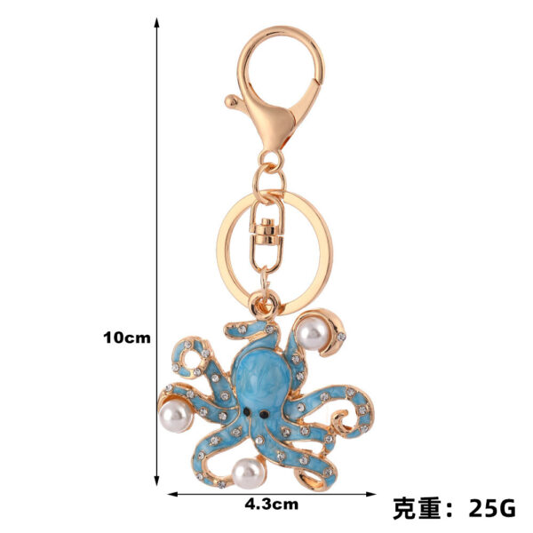 Wholesale Cute pearl inlaid octopus inlaid rhinestone Metal Keychain