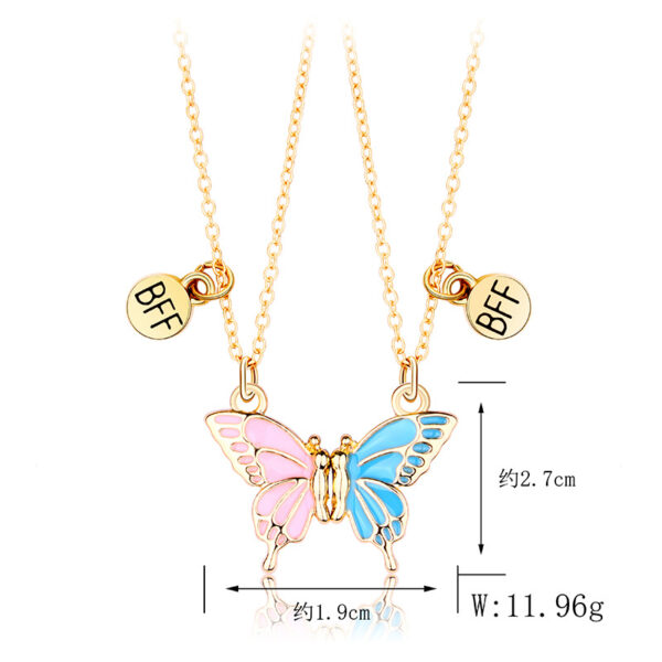 Wholesale Butterfly Necklace Magnet Stone Attracting Bff Alloy Dripping Oil