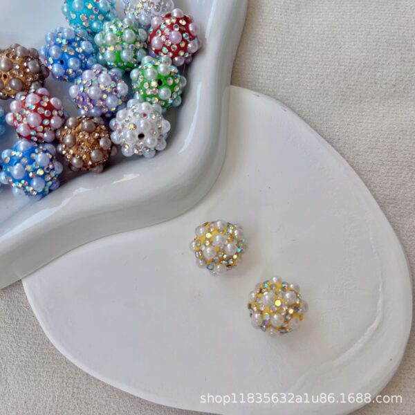Wholesale Colored diamond studded beads, pearl clay, straight hole beads