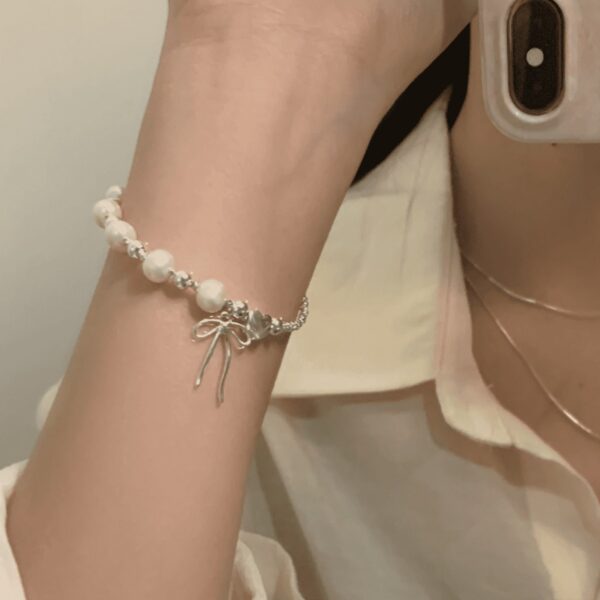 Wholesale Ballet Bow Pearl Love Shattered Silver Bracelet