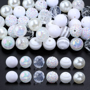 White mixed pen beads / Size 20mm 12 pieces/pack as shown in figure 2 pieces each