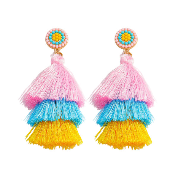 Wholesale Easter tassel colored rabbit letter enamel earrings