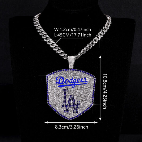 Wholesale Full Diamond Baseball Team Pendant Cuban Chain Necklace