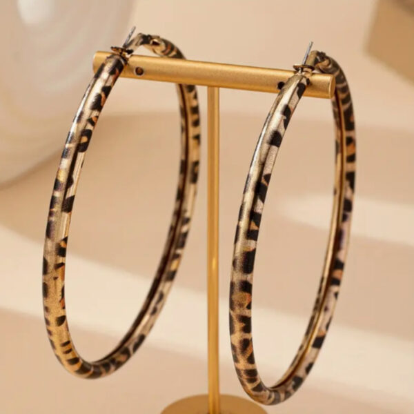 Wholesale Geometric large circle leopard print earrings