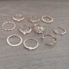 Wholesale Bohemian Star Moon Diamond Heart Pearl Ring
