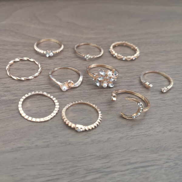 Wholesale Bohemian Star Moon Diamond Heart Pearl Ring