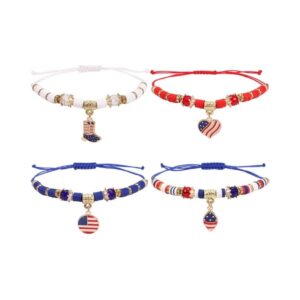 Set of 4 soft clay braided adjustable bracelets