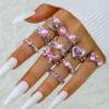 Wholesale Luxury Heart Gemstone Ring Set Open Ring