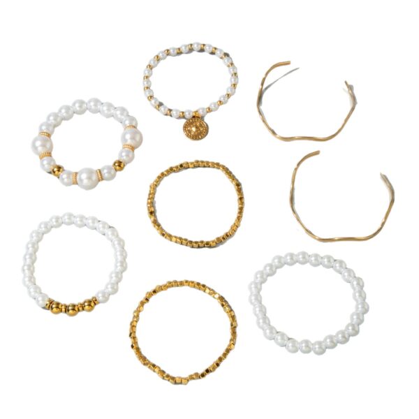 Wholesale Multi-layered Pearl Bracelet and Gold Bangle.