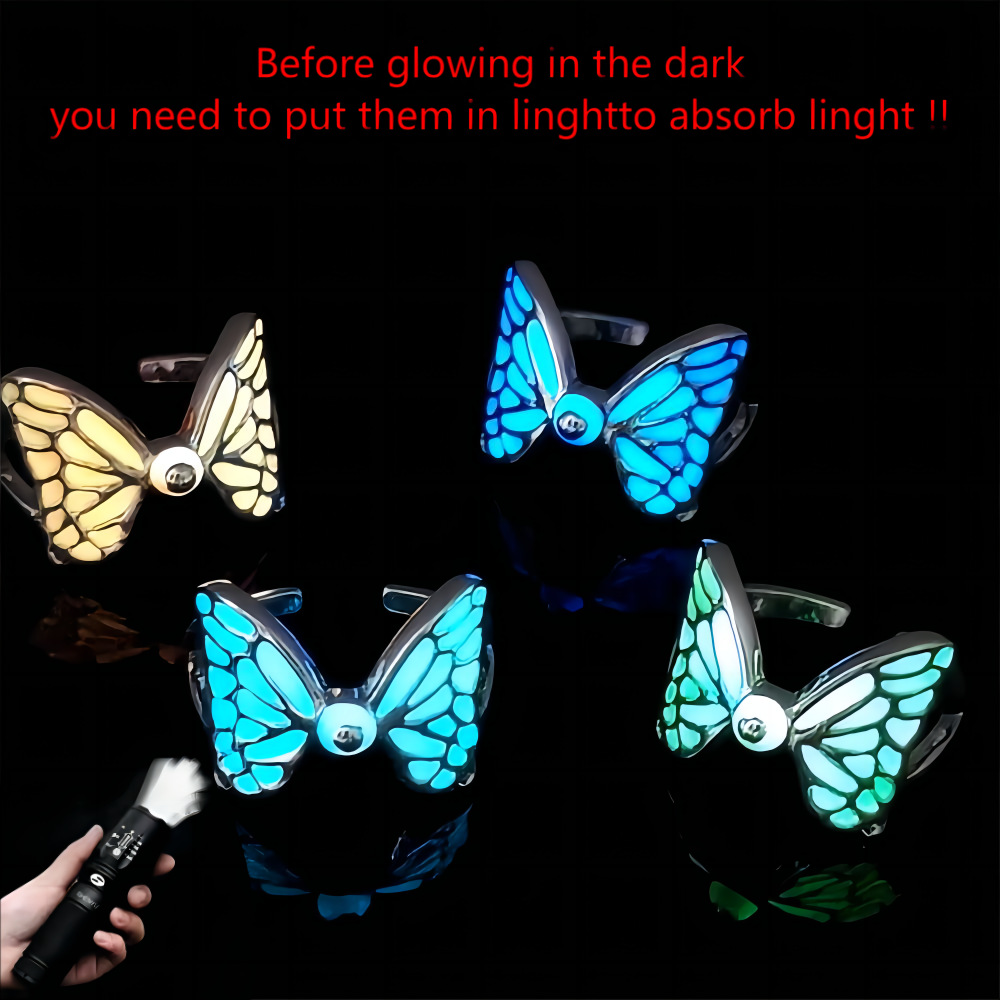 Wholesale Luminous Distinctive Butterfly Ring Adjustable Exaerated Ring