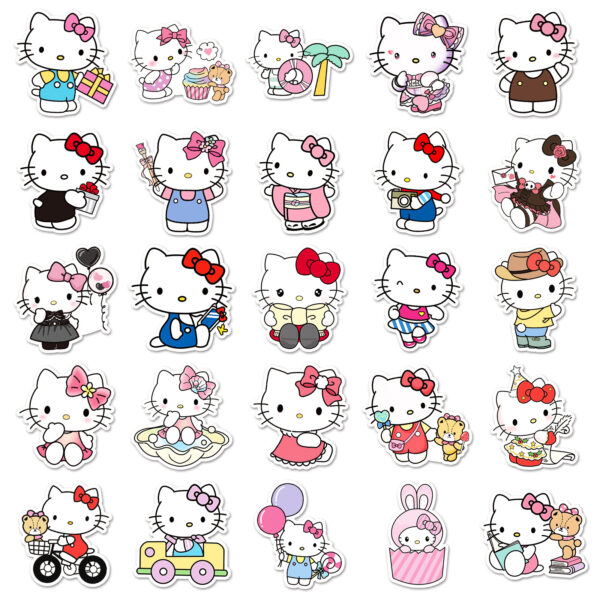 Wholesale 50 kitty cat graffiti stickers personalized cross-border cartoon cute Sanrio decorative mobile phone luggage stickers
