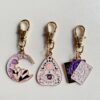 Wholesale 3-Piece Set of Oil-Drip Purple Moon Crystal Cluster Metal Keychain