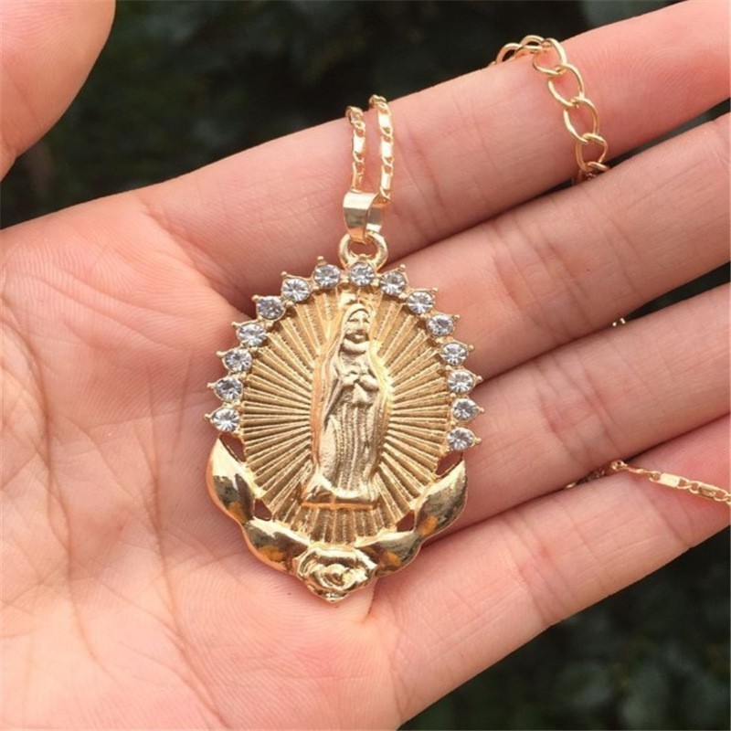 Wholesale Virgin Mary Diamond Pendant Necklace