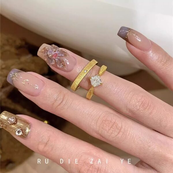 Wholesale Brushed cubic sugar zircon open ring