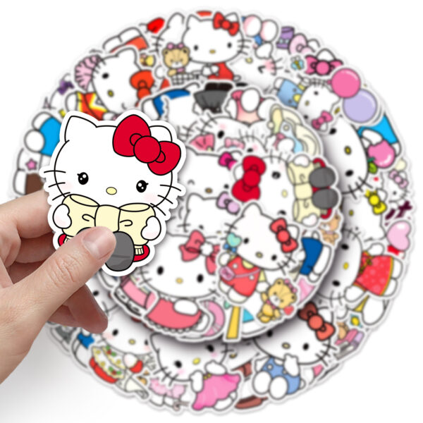 Wholesale 50 kitty cat graffiti stickers personalized cross-border cartoon cute Sanrio decorative mobile phone luggage stickers