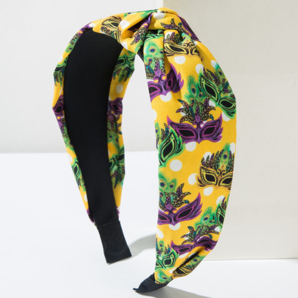 Wholesale Carnival fabric knotted polka dot printed wide edge headband