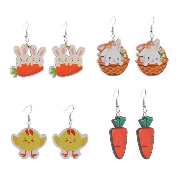 Wholesale Easter rabbit Flower Basket Cute Easter Egg Earrings