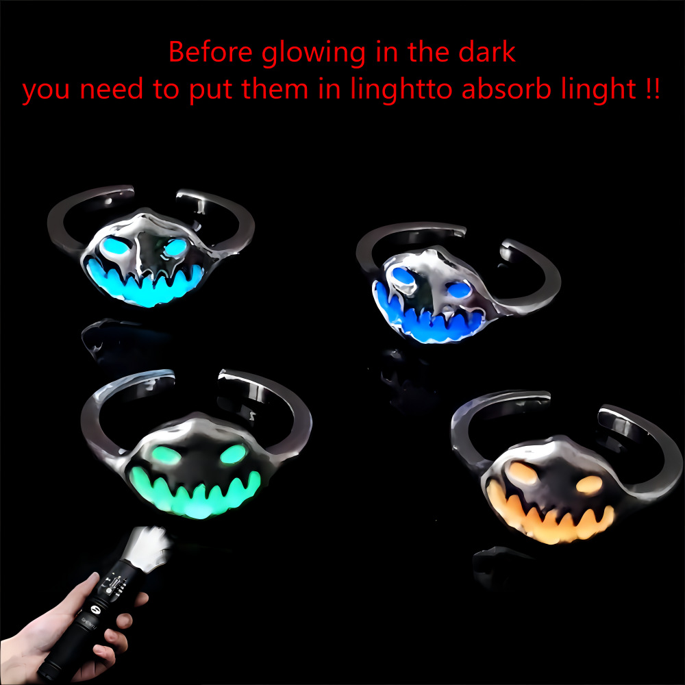 Wholesale Pumpkin Ring Zinc Alloy Grimace Luminous Ring