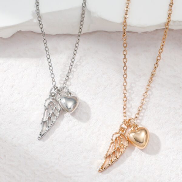 Wholesale Double-flying Tanabata Couple Hollow Wings Love Pendant Necklace