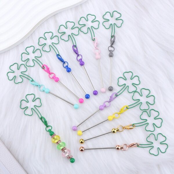 Wholesale Four-leaf Clover DIY Beadable Keychain