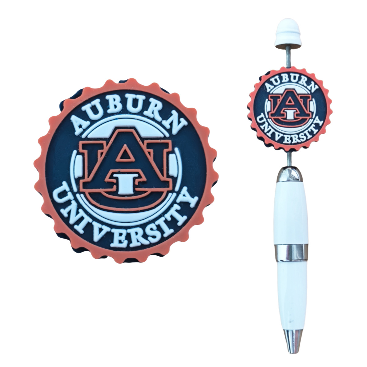 Wholesale Cross Border Rugby Team Auburn University Silicone Beads TK Live DIY String Pen Beads Aessories