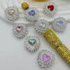 Wholesale double-layer diamond edge love double-sided alloy straight hole 3D Crystal Beads