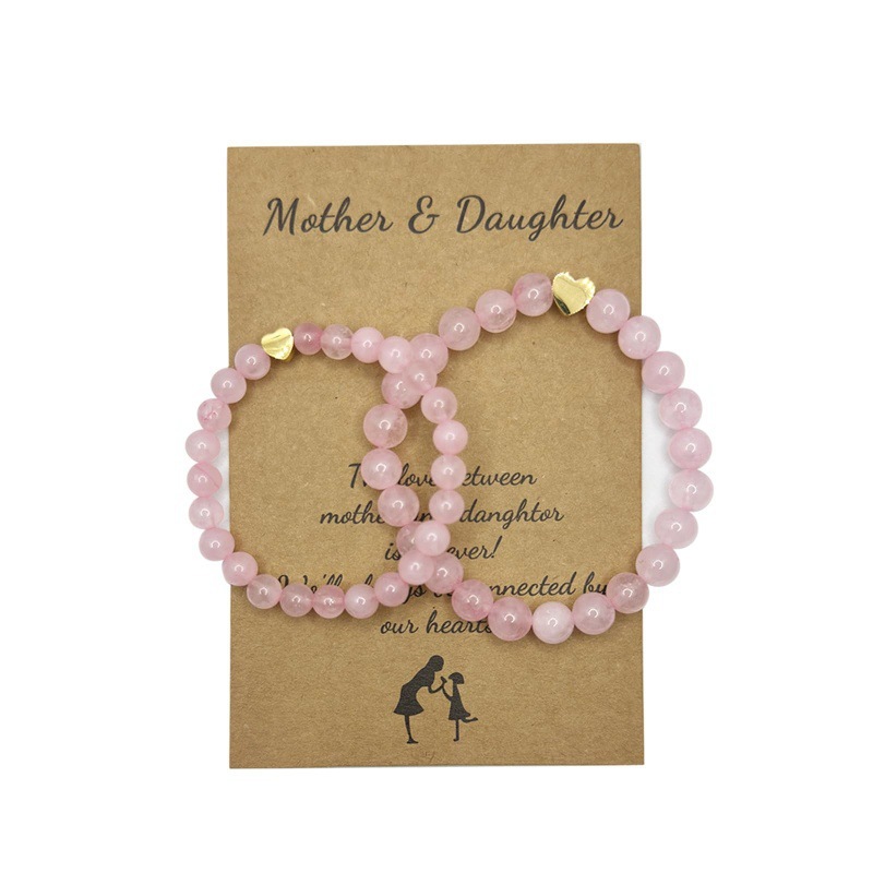 Wholesale Heart Rose Quartz Bracelet Mother's Day Beaded Gift Bracelet