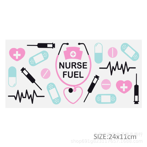 Wholesale Nurse Medical Health UV DTF transfer Crystal label Cup sticker tear and paste 24cmX11cm1Yc47311