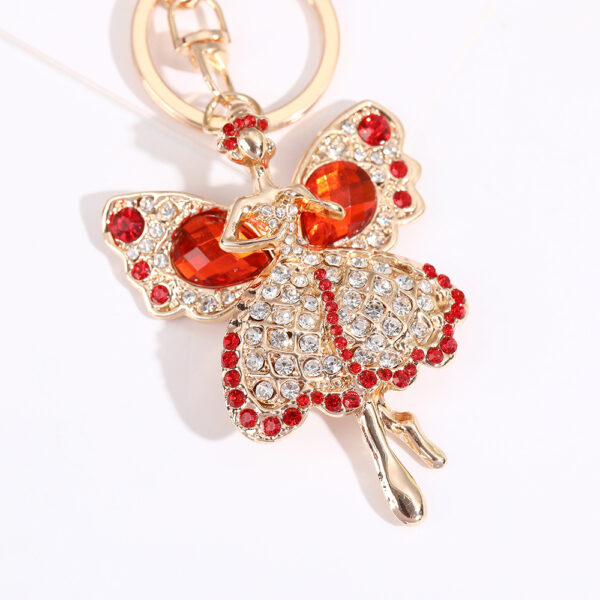 Wholesale Spread Butterfly with Water Diamond Metal Keychain