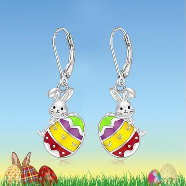 Wholesale Easter egg cute rabbit pendant earrings