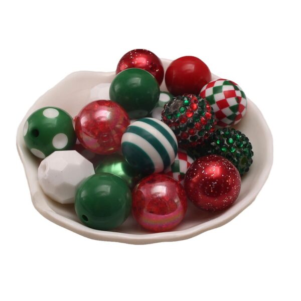 O1CN01TOiLDs1QErIXzT91x_2201245431945-0-cib Wholesale 50pcs Red and Green Diamond Print Christmas 20MM Acrylic Beads DIY Mixed Color Mixed Style Beaded Loose Beads Combination