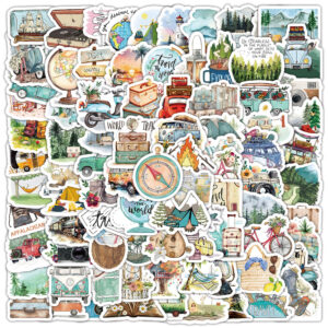 Wholesale 100 Cute Outdoor Travel Doodle Waterproof Vinyl Stickers