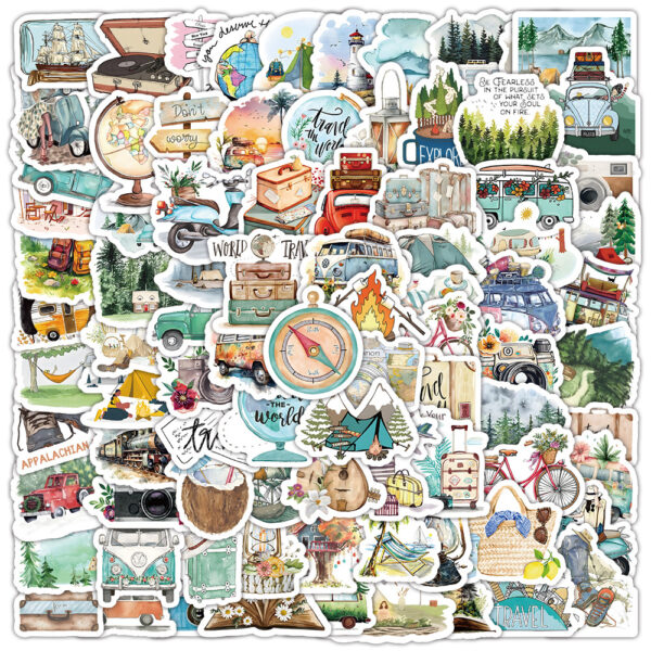 Wholesale 100 Cute Outdoor Travel Doodle Waterproof Vinyl Stickers