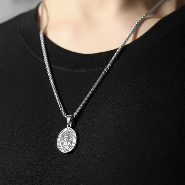 Wholesale Double sided portrait medal cross stainless steel necklace