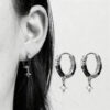 Wholesale Dark Style Textured Star Earrings, Gothic Non-Fading Niche Design, High-End Light Luxury Earrings for Women