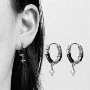 Wholesale Dark Style Textured Star Earrings, Gothic Non-Fading Niche Design, High-End Light Luxury Earrings for Women
