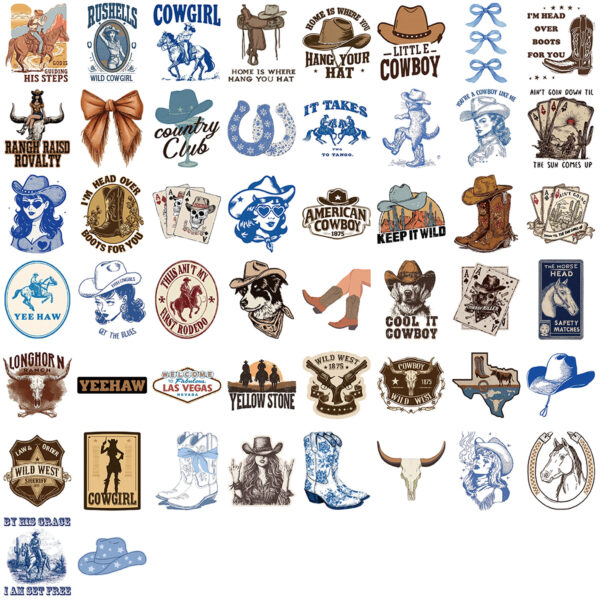 O1CN01TSx3J61jtbOBa0jiJ_2204108134606-0-cib Wholesale Cartoon Blue Brown Cowboy Graiti Waterproof Vinyl Stickers