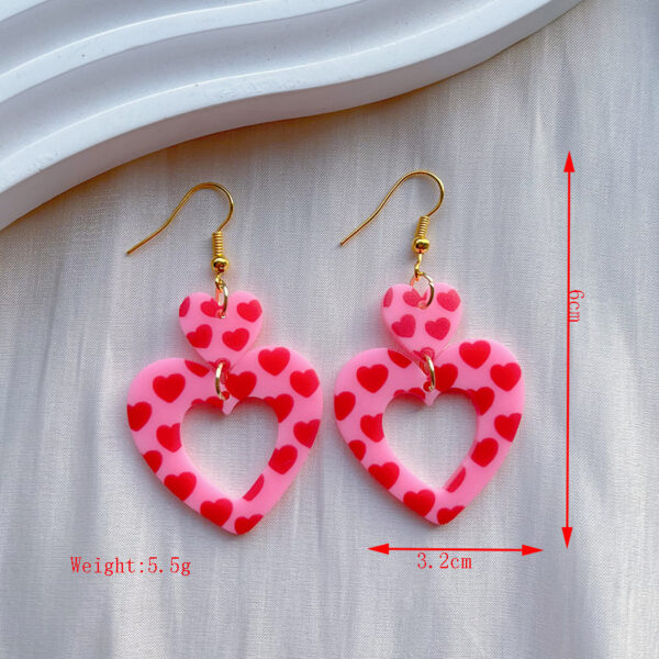 Wholesale Valentine's Day Pink Irregular Love Acrylic Earrings