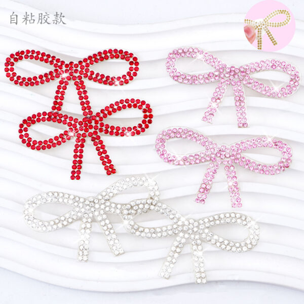 Wholesale Solid color rhinestone bow embroidery DIY Patches