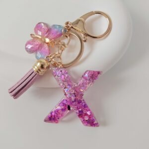 Purple letters-x / Purple letter keychain pendant