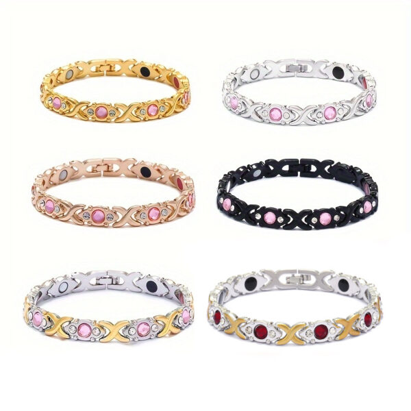 Wholesale Detachable Cross Magnet and Ornaments Diamond Magnet Women's Metal Bracelet