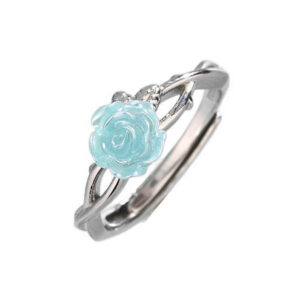 Blue rose ring / Copper (white gold)