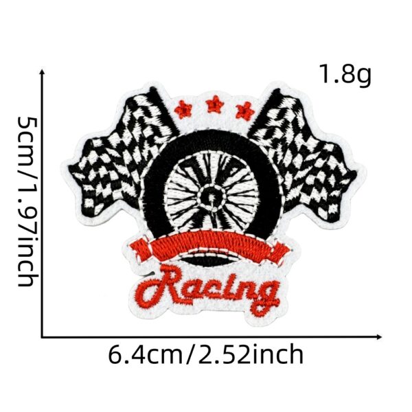 Wholesale Black and White Racing Flag Series Embroidery DIY Patches