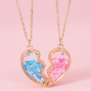 Wholesale Heart-Shaped Set Pink Heart Princess Necklace